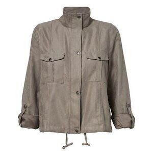 Taupe Utility Jacket with Drawstring Hem